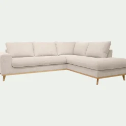 Canapé d'angle droit convertible en tissu Storm - beige roucas