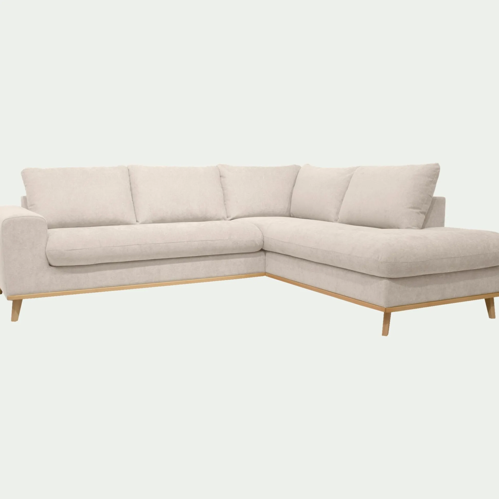 Canapé d'angle droit convertible en tissu Storm - beige roucas