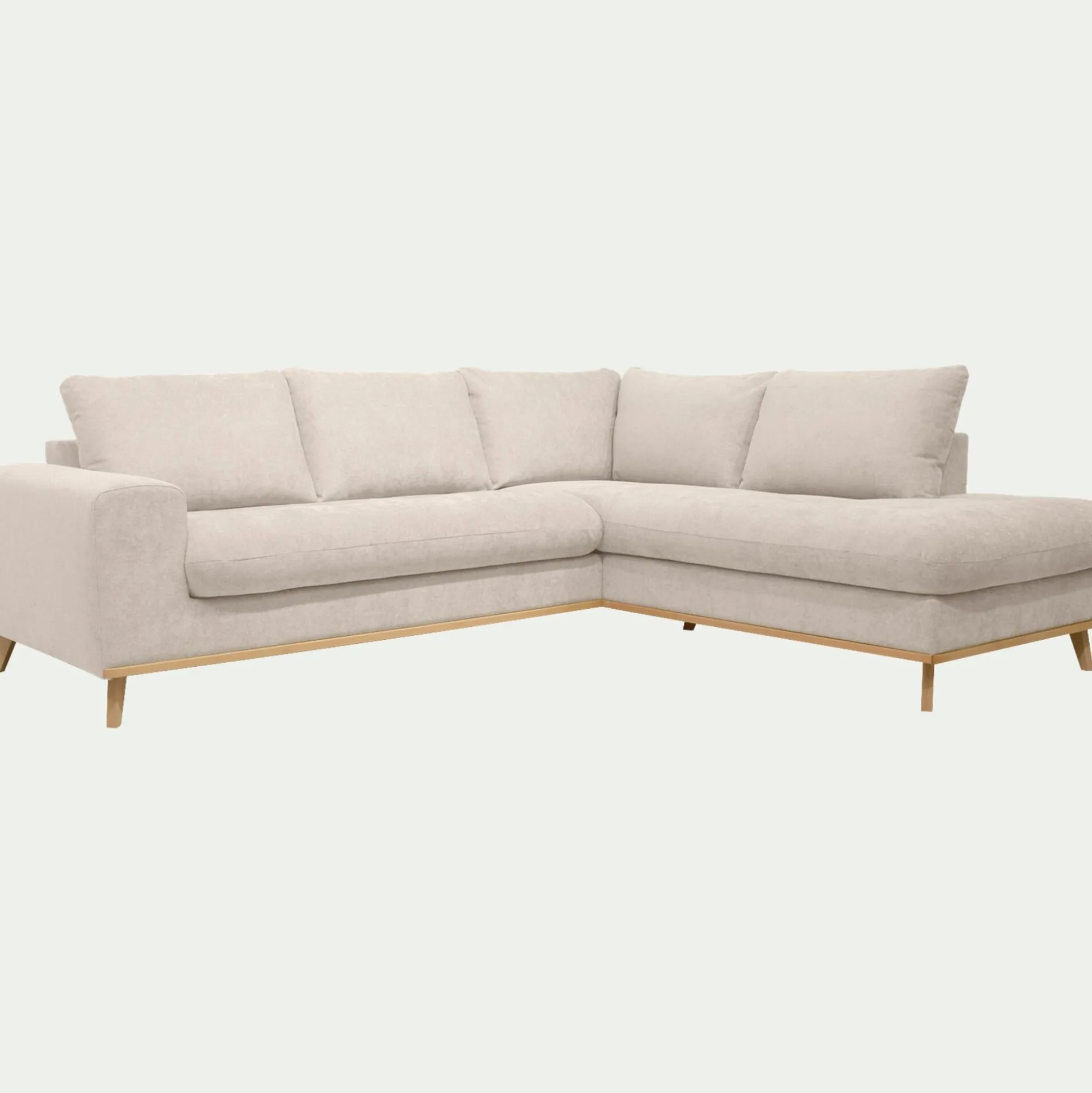 Canapé d'angle droit convertible en tissu Storm - beige roucas