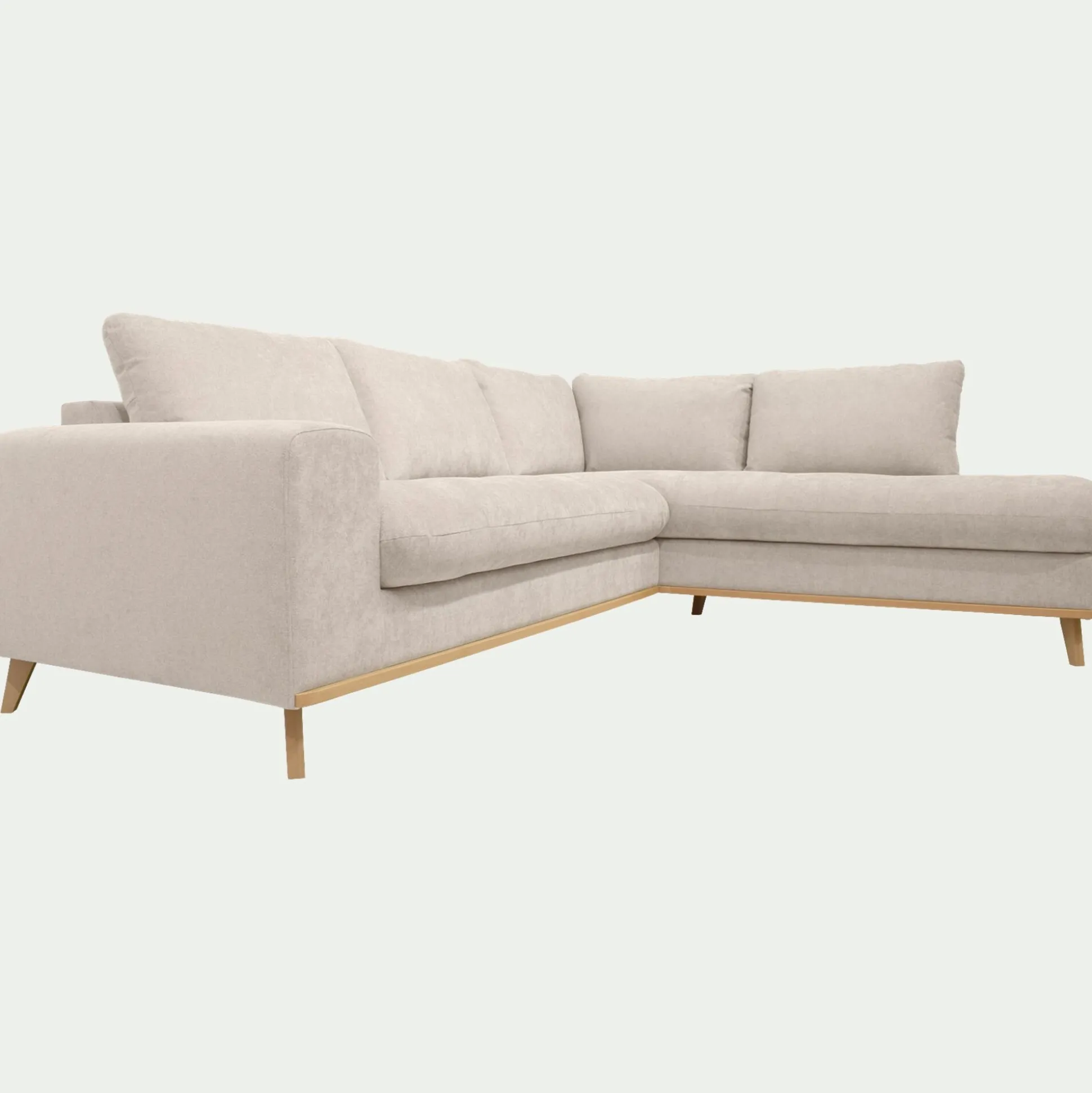 Canapé d'angle droit convertible en tissu Storm - beige roucas