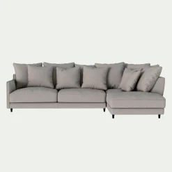 Canapé d'angle droit convertible en tissu joint - gris borie