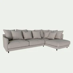 Canapé d'angle droit convertible en tissu joint - gris borie