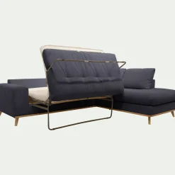 Canapé d'angle droit convertible en tissu Crown - bleu calabrun