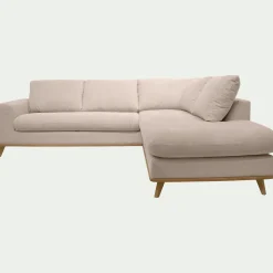 Canapé d'angle droit convertible en tissu Crown - beige roucas