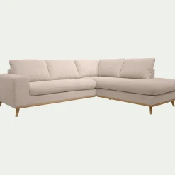Canapé d'angle droit convertible en tissu Crown - beige roucas
