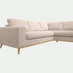 Canapé d'angle droit convertible en tissu Crown - beige roucas