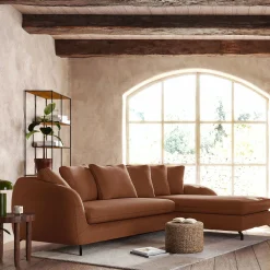 Canapé d'angle droit convertible en tissu doux tramé - bleu