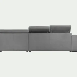 Canapé d'angle droit convertible avec coffre en tissu doux - gris