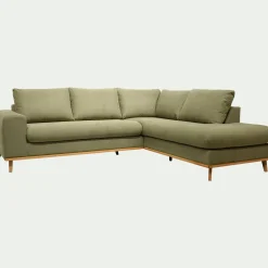 Canapé d'angle droit convertible en tissu Cosmo - vert kaki