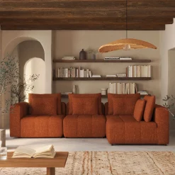 Canapé d'angle droit en tissu Benjo - brun rustrel