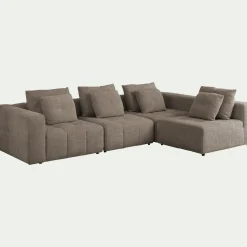 Canapé d'angle droit en tissu Benjo - gris vesuve