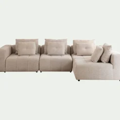 Canapé d'angle droit en tissu Benjo - beige roucas