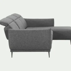 Canapé d'angle droit en tissu avec fonction avance-recul - gris restanque