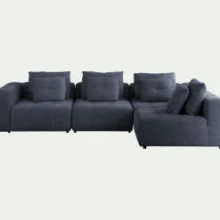 Canapé d'angle droit en tissu Benjo - bleu marine