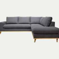 Canapé d'angle droit fixe en tissu Cosmo - gris anthracite