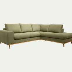 Canapé d'angle droit fixe en tissu Cosmo - vert kaki