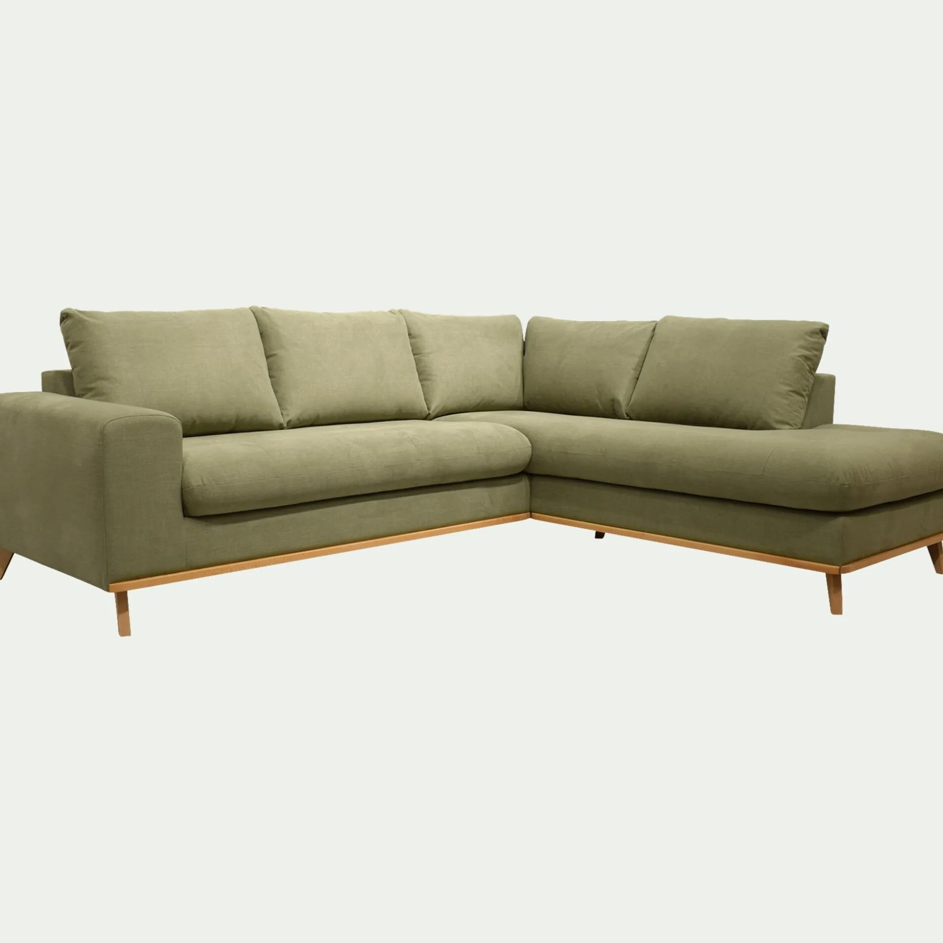 Canapé d'angle droit fixe en tissu Cosmo - vert kaki