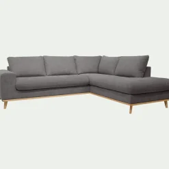 Canapé d'angle droit fixe en tissu Storm - gris moyen