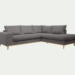 Canapé d'angle droit fixe en tissu Storm - gris moyen