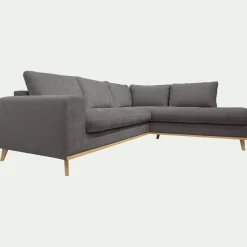 Canapé d'angle droit fixe en tissu Storm - gris moyen