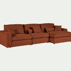 Canapé d'angle droit fixe en chenille - brun rustrel