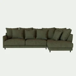 Canapé d'angle droit fixe en tissu joint - vert cèdre