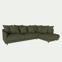 Canapé d'angle droit fixe en tissu joint - vert cèdre