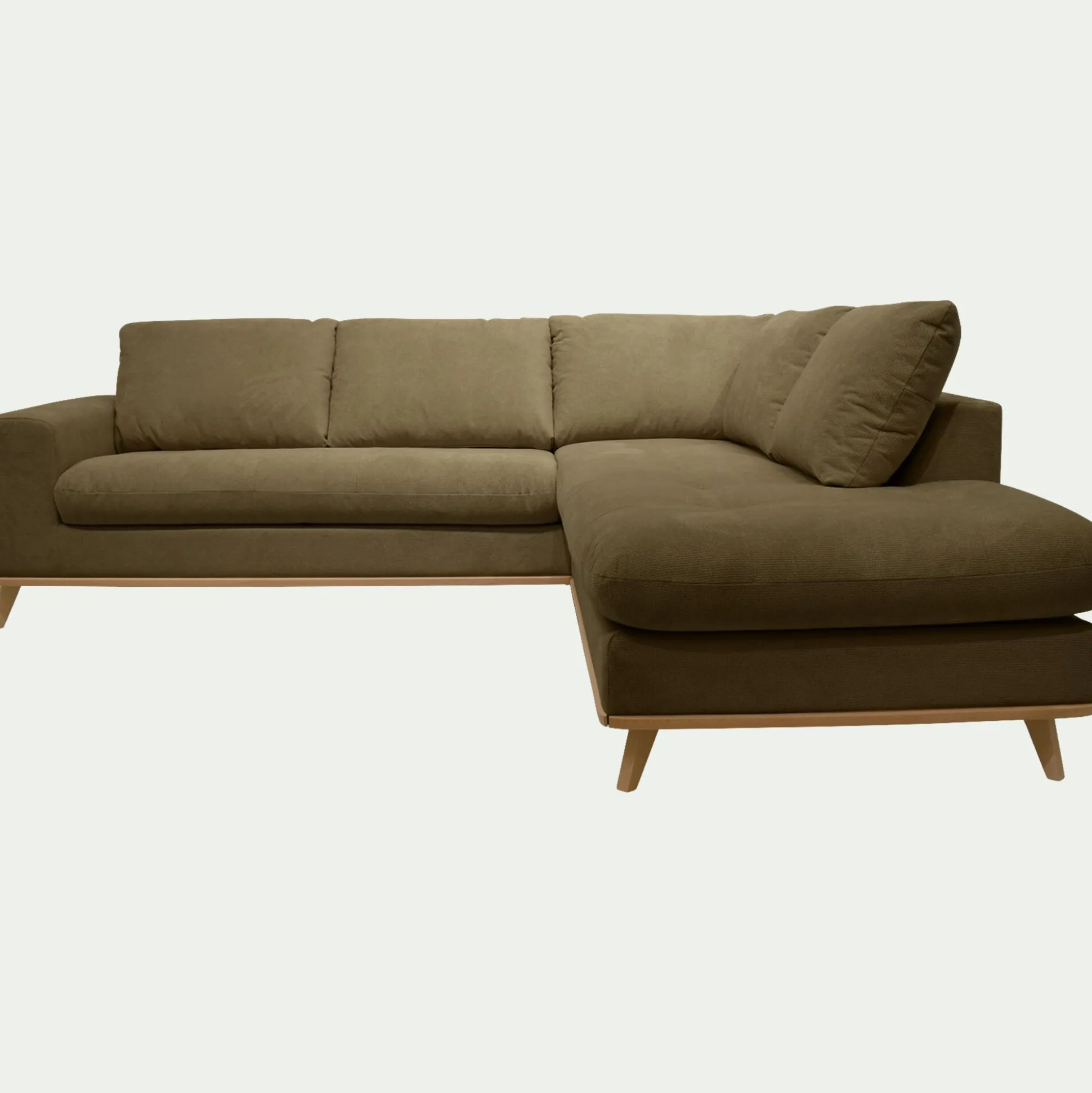 Canapé d'angle droit fixe en tissu Crown - vert cèdre