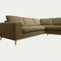 Canapé d'angle droit fixe en tissu Crown - vert cèdre