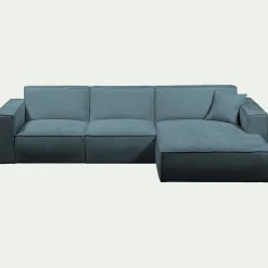 Canapé d'angle droit fixe en tissu genesis - bleu