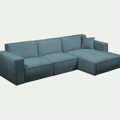 Canapé d'angle droit fixe en tissu genesis - bleu
