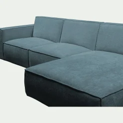 Canapé d'angle droit fixe en tissu genesis - bleu