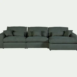 Canapé d'angle droit fixe en chenille - bleu calaluna