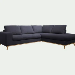 Canapé d'angle droit fixe en tissu Crown - bleu calabrun