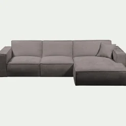 Canapé d'angle droit fixe en tissu genesis - gris borie