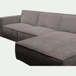 Canapé d'angle droit fixe en tissu genesis - gris borie