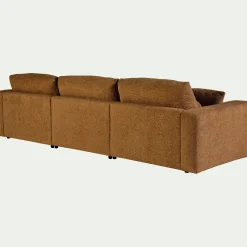 Canapé d'angle droit fixe en chenille - jaune argan