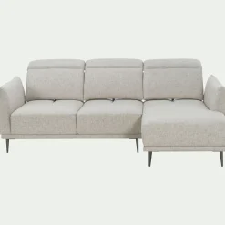 Canapé d'angle droit fixe en tissu avec fonction avance-recul - beige roucas