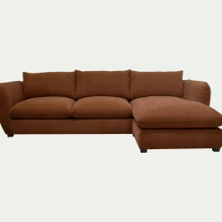 Canapé d'angle droit fixe en tissu Nature - brun rustrel