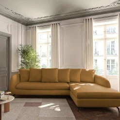 Canapé d'angle droit fixe en tissu tramé - bronze