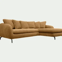 Canapé d'angle droit fixe en tissu tramé - bronze