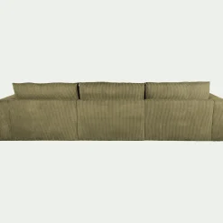 Canapé d'angle droit fixe en velours côtelé - vert cèdre