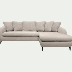 Canapé d'angle droit fixe en tissu tramé - beige roucas