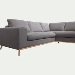 Canapé d'angle droit fixe en tissu Crown - gris restanque