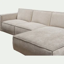 Canapé d'angle droit fixe en tissu genesis - beige