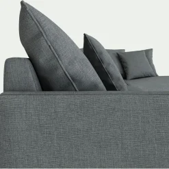 Canapé d'angle fixe droit en tissu - gris ardoise