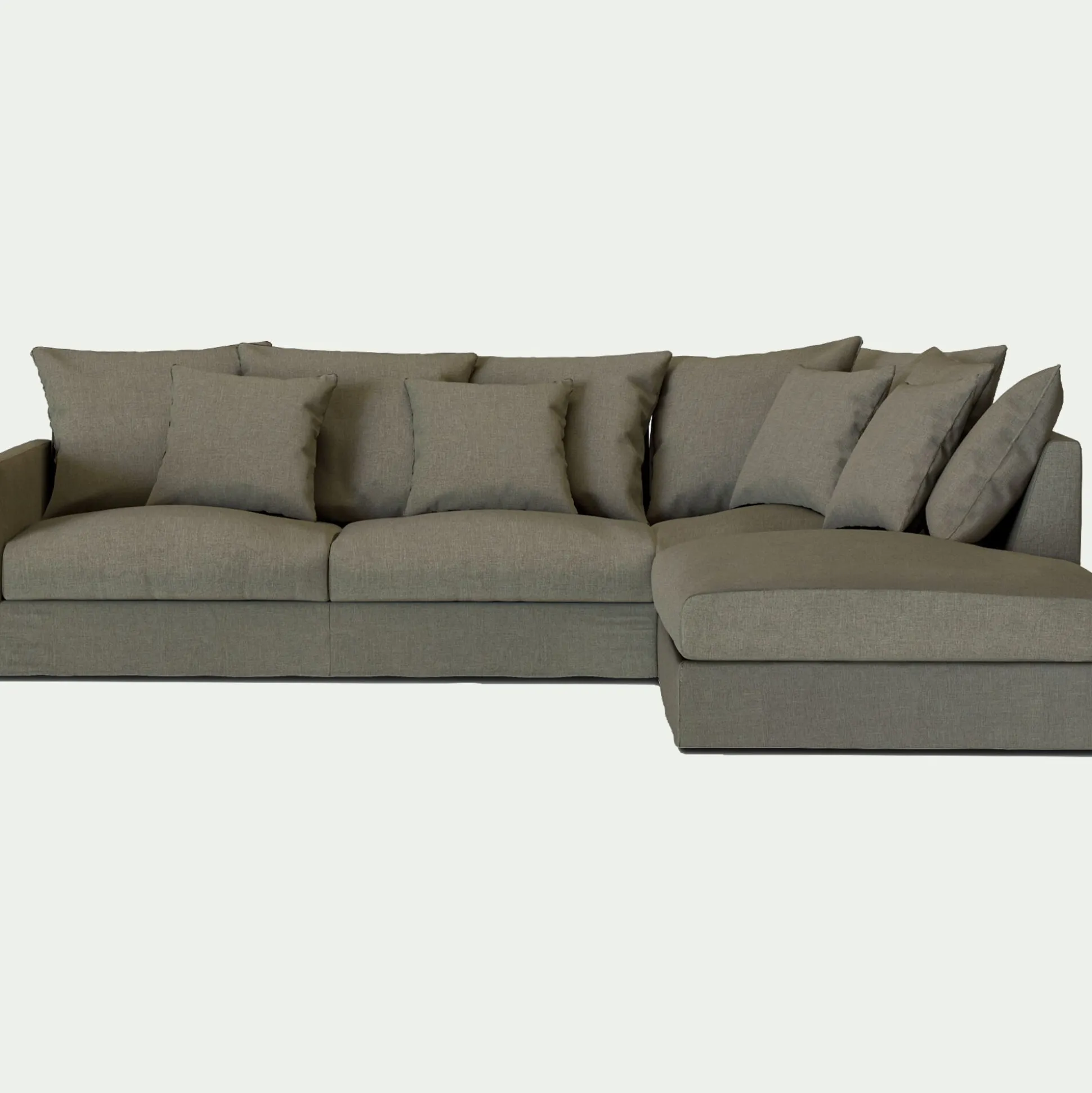 Canapé d'angle fixe droit en tissu - vert cèdre