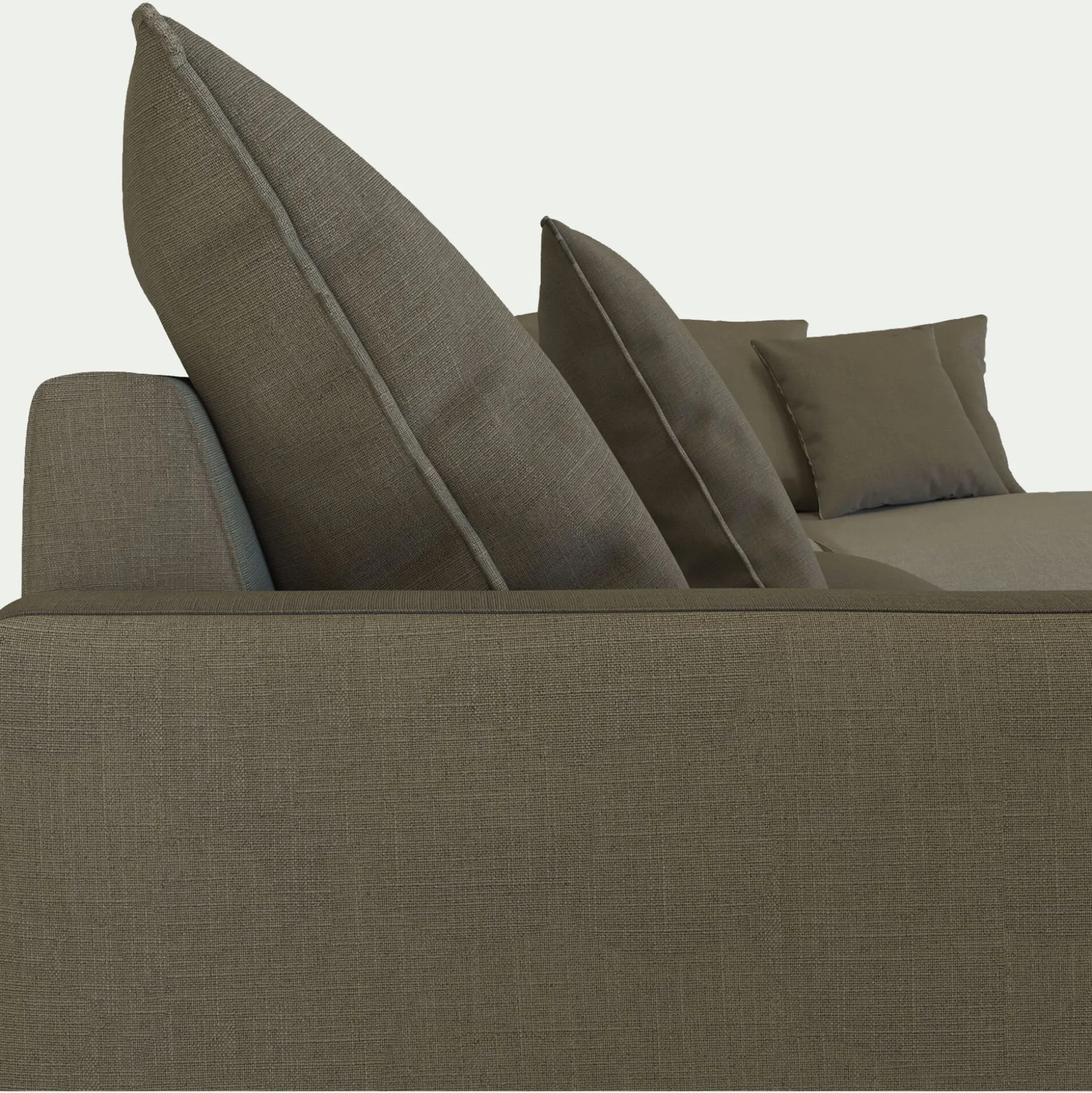 Canapé d'angle fixe droit en tissu - vert cèdre