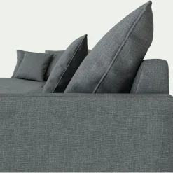 Canapé d'angle fixe gauche en tissu - gris ardoise