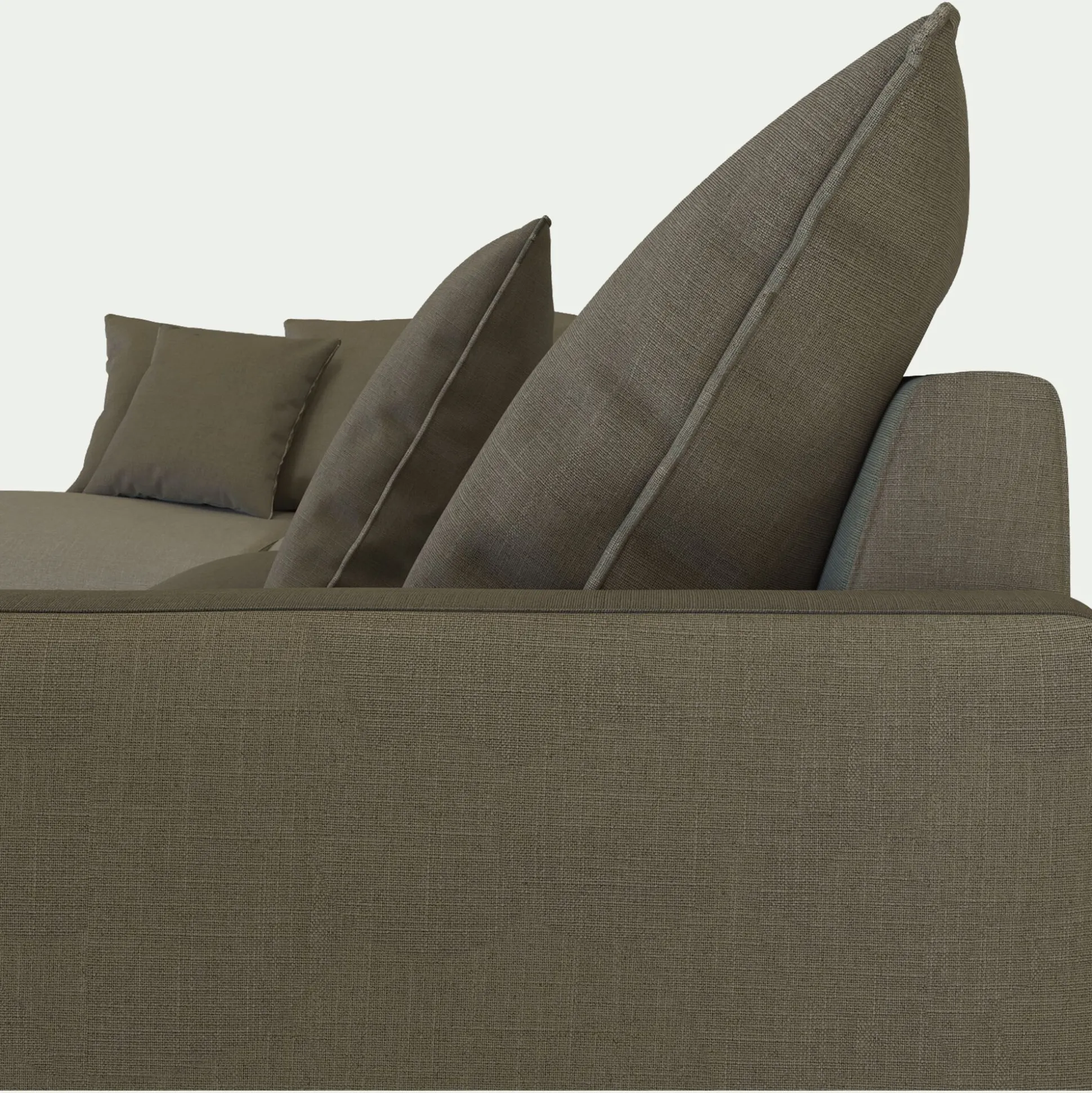 Canapé d'angle fixe gauche en tissu - vert cèdre